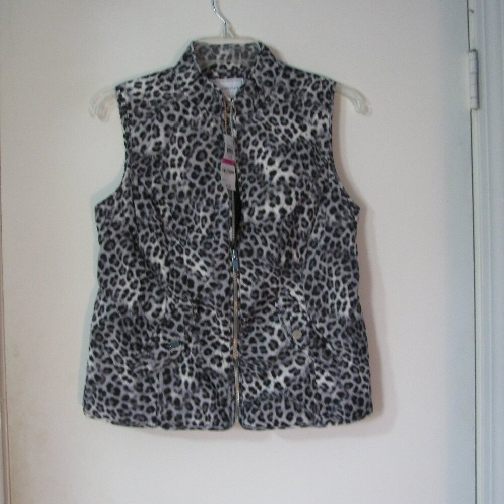 * Charter Club Quilted Vest NWT $75 Petite Petite PP Animal Print Super Cute Zip
